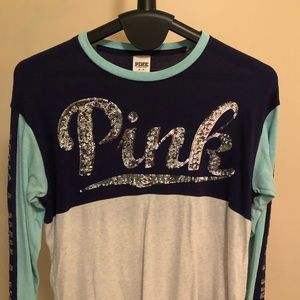 PINK sparkly long sleeve T-shirt
